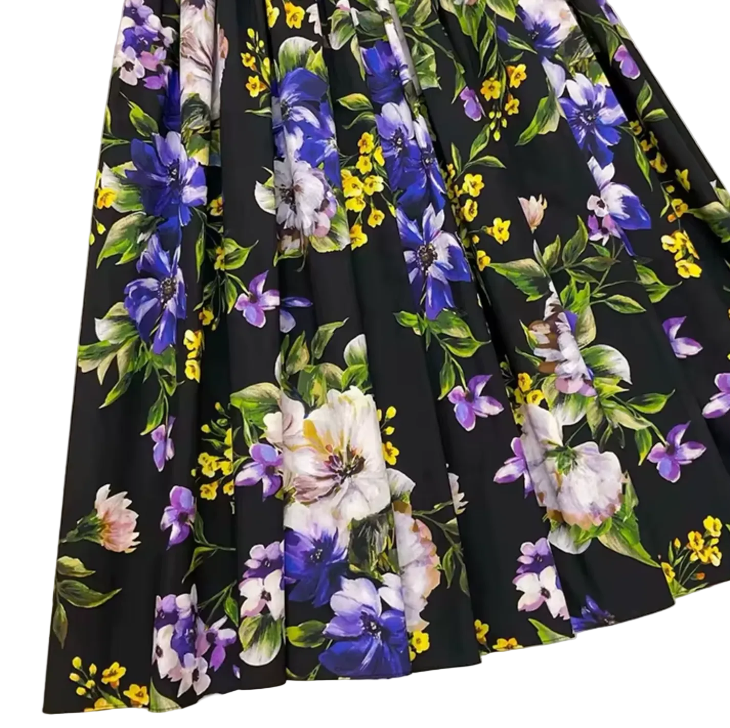 Italian Summer Black Floral Cotton Bustier Maxi Dress for summer events