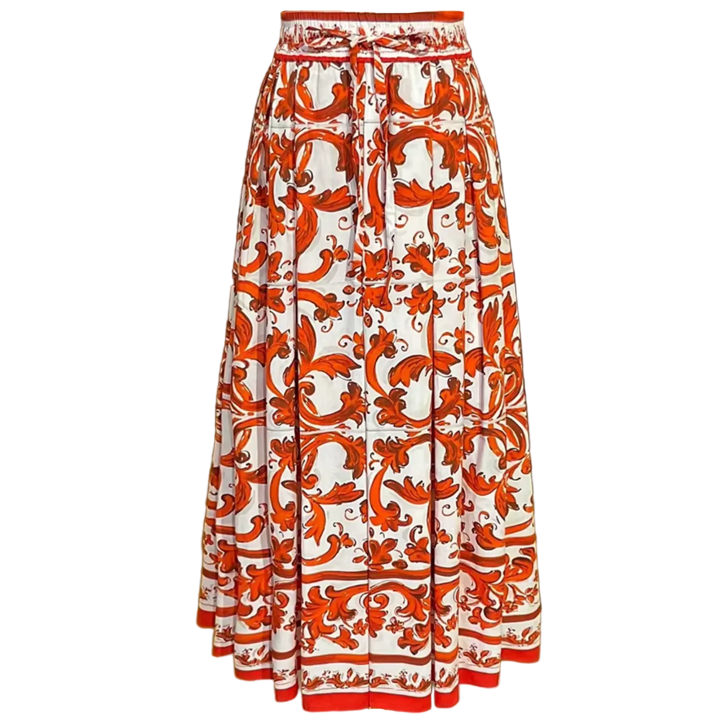 Orange Majolica Midi Skirt That Feels Effortless for Summer Travel