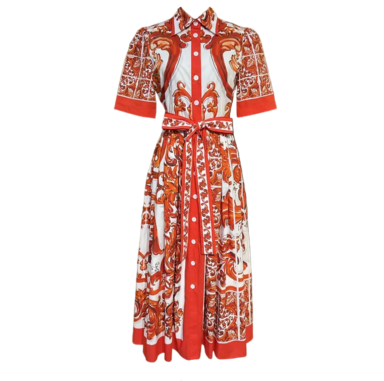 Orange Majolica Shirt Dress That Looks Elegant for Summer Travel