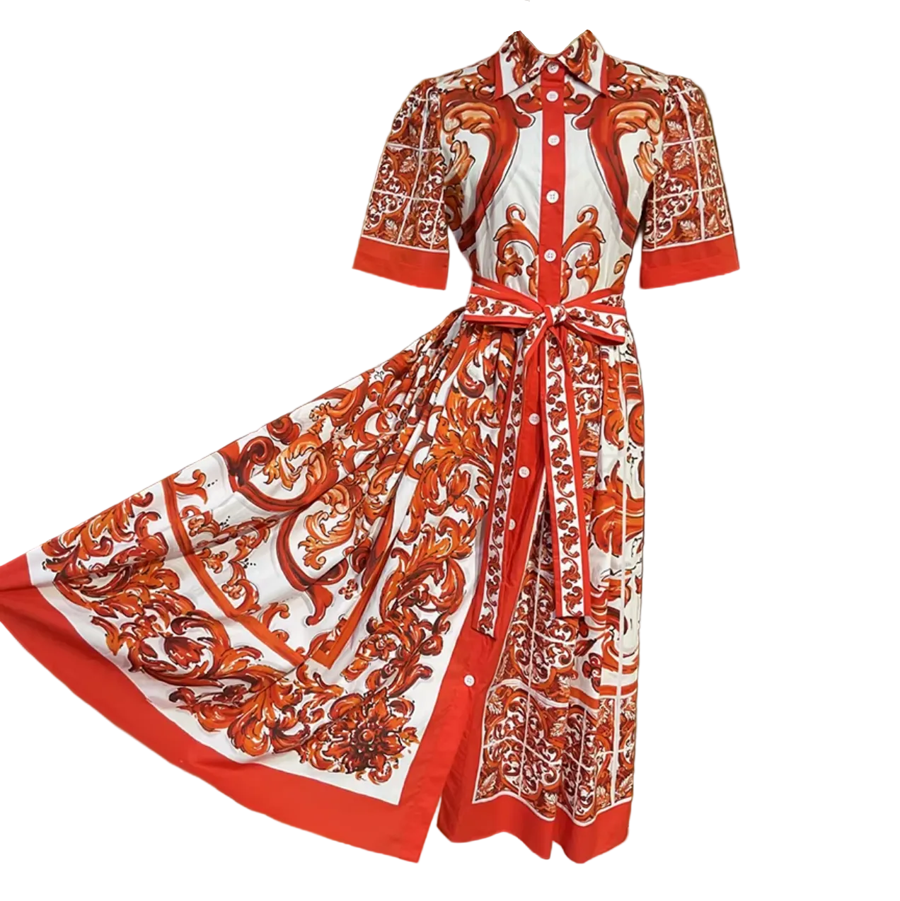 Orange Majolica Shirt Dress That Looks Elegant for Summer Travel
