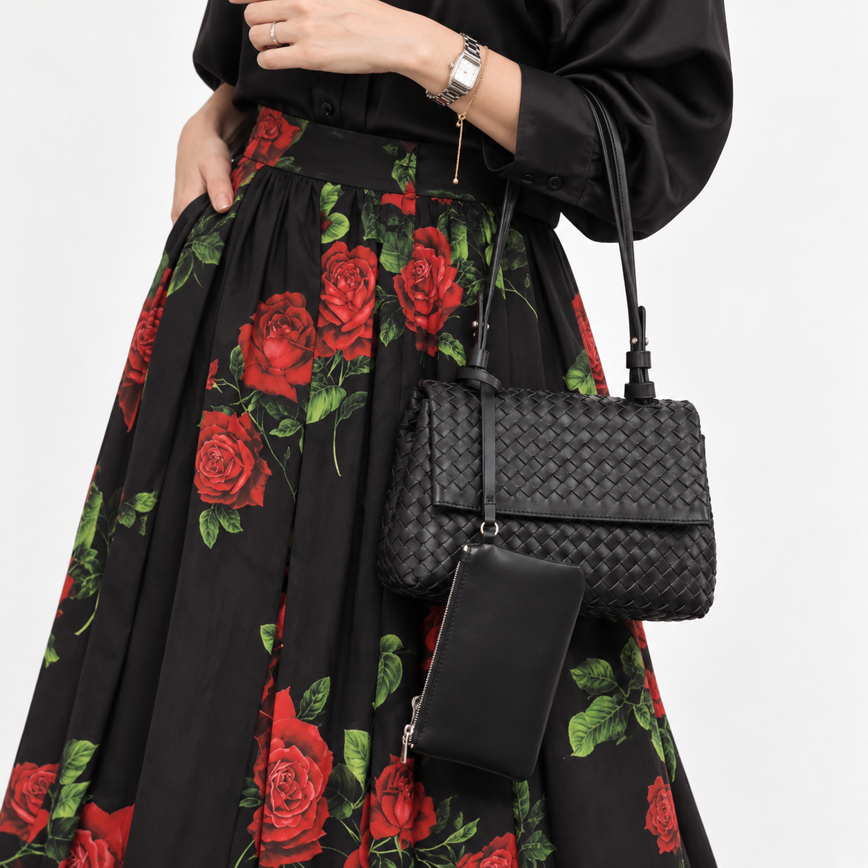 Woven Leather Shoulder & Crossbody Bag