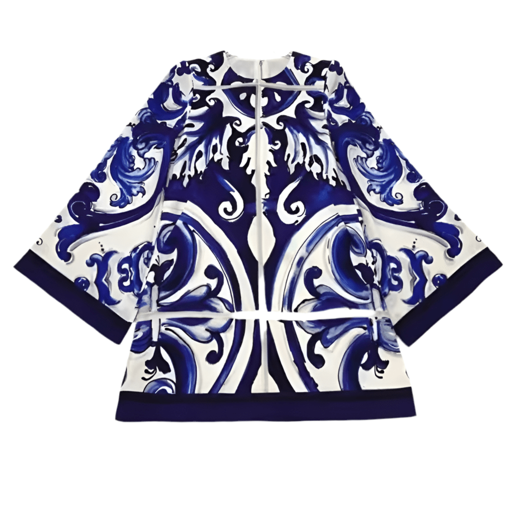 Blue Majolica A - line pure silk mini dress - Dress By Vicky