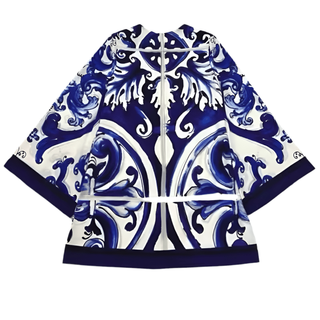 Blue Majolica A - line pure silk mini dress - Dress By Vicky