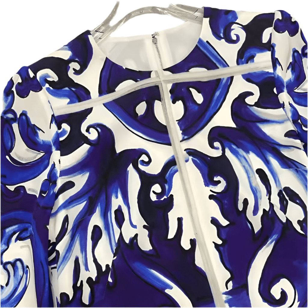 Blue Majolica A - line pure silk mini dress - Dress By Vicky