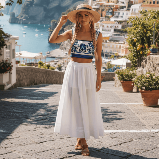 Blue Majolica porcelain print 100% cotton top - Dress By Vicky