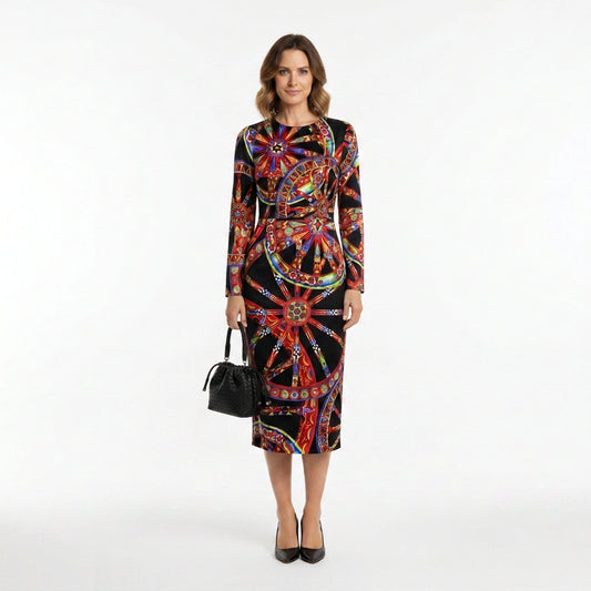 Carretto-Seiden-Midikleid mit halben Ärmeln