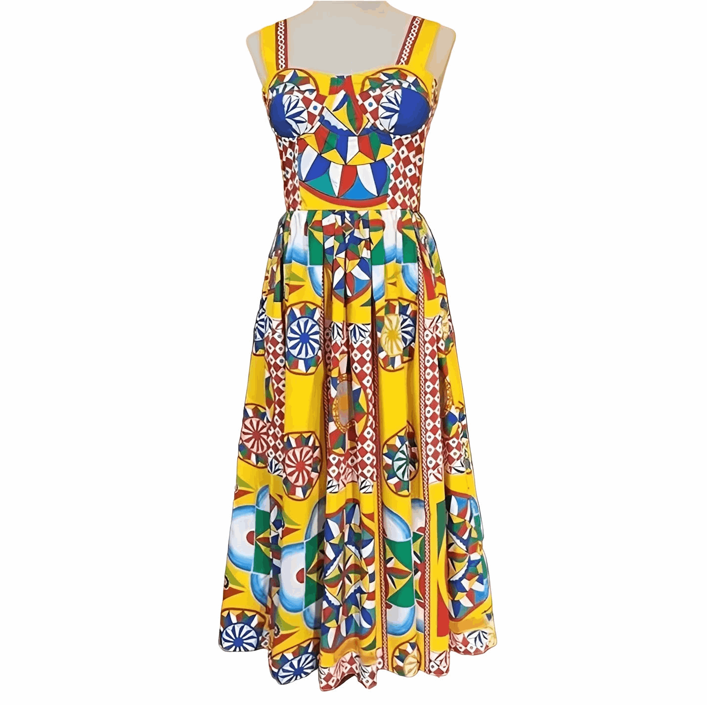 Carnival Caretto print push up 100% cotton dress - Dress By Vicky