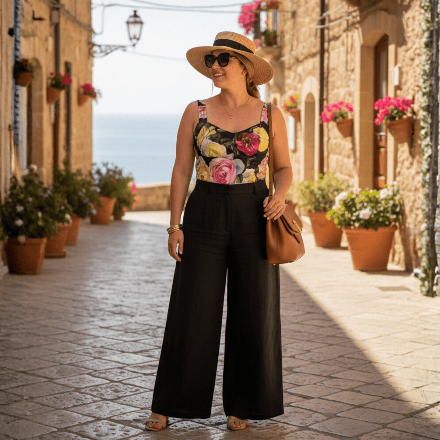 Cotton Floral Roses on Black print bustier top - Dress By Vicky