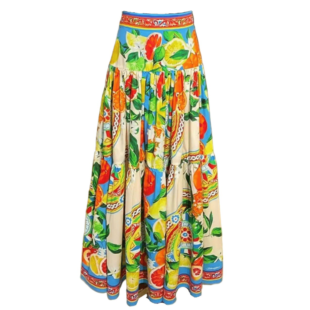 Cotton Maxi Skirt in Sicilian Oranges Print - Dress By Vicky