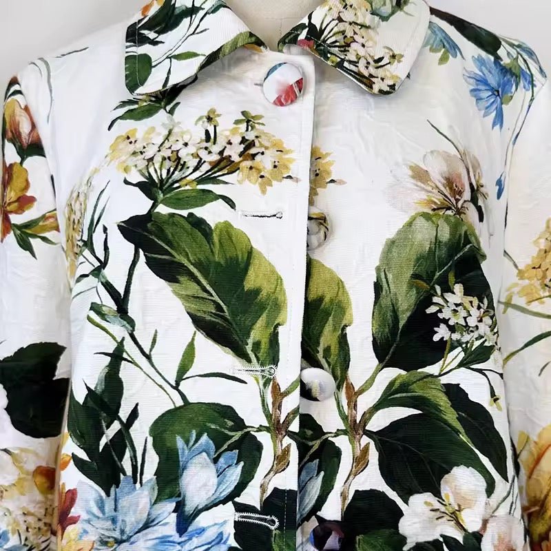 Floral print brocade long jacket, overcoat - Dress By Vicky