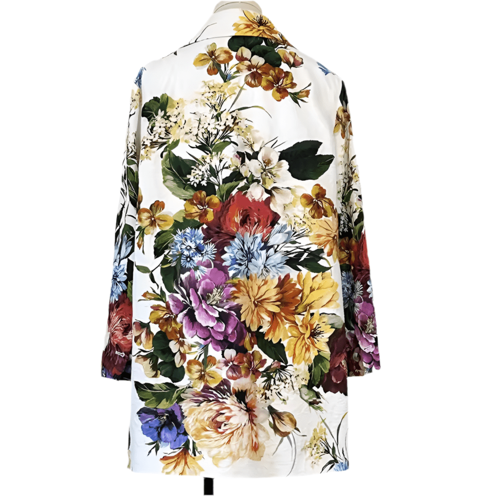 Floral print brocade long jacket, overcoat - Dress By Vicky
