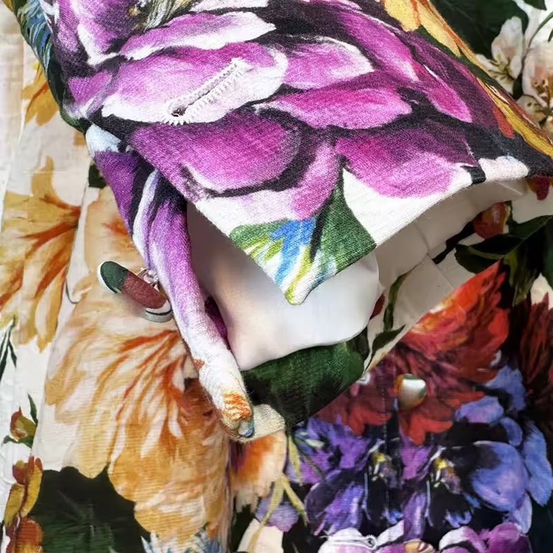 Floral print brocade long jacket, overcoat - Dress By Vicky