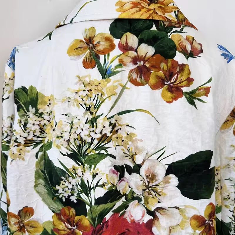 Floral print brocade long jacket, overcoat - Dress By Vicky