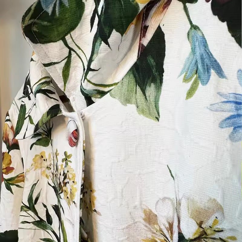 Floral print brocade long jacket, overcoat - Dress By Vicky