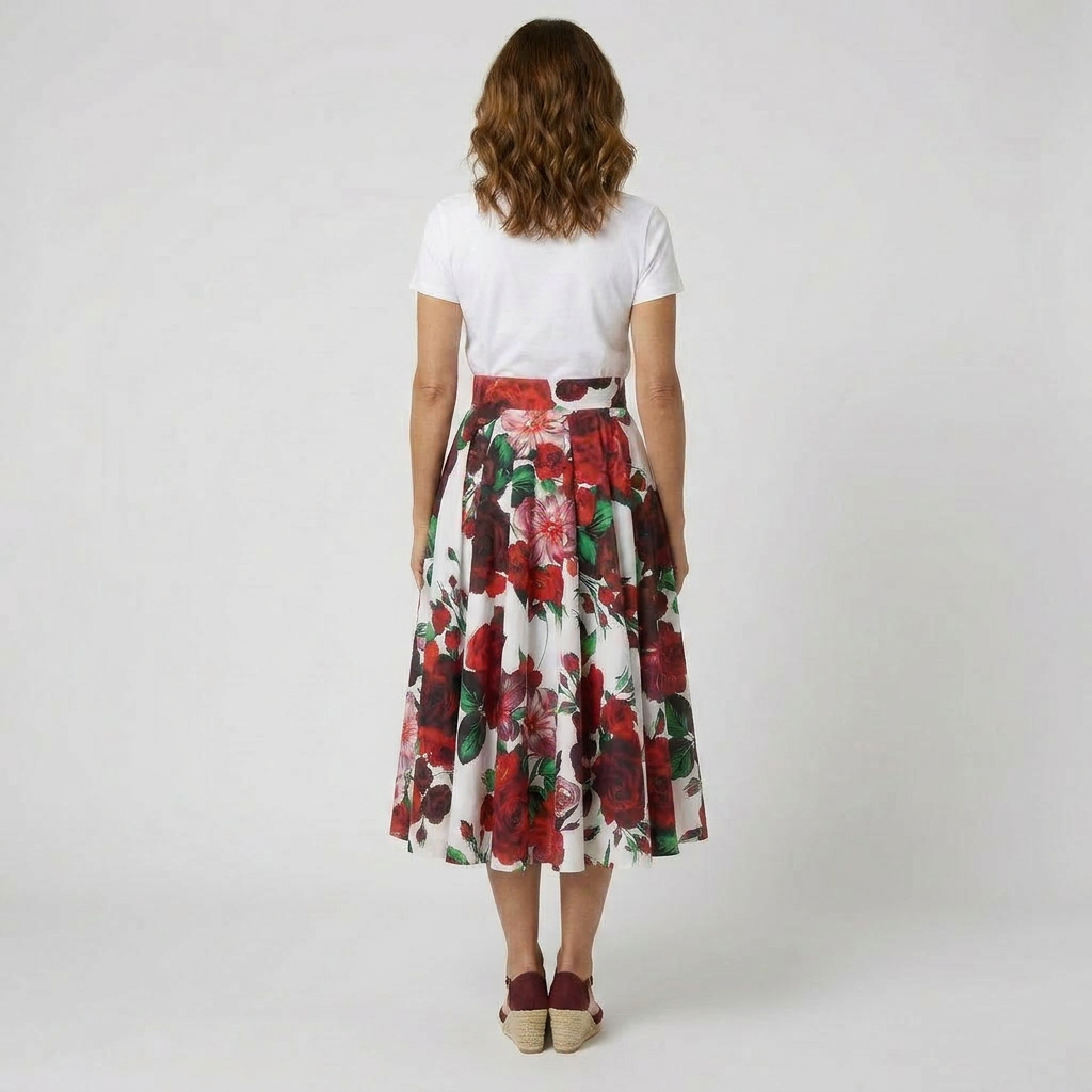 Floral Midi Cotton Skirt