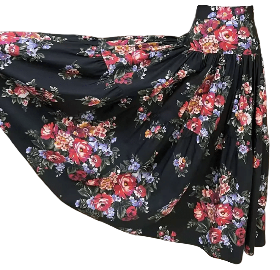 Floralia Italiana Black Cotton Maxi Skirt - Dress By Vicky