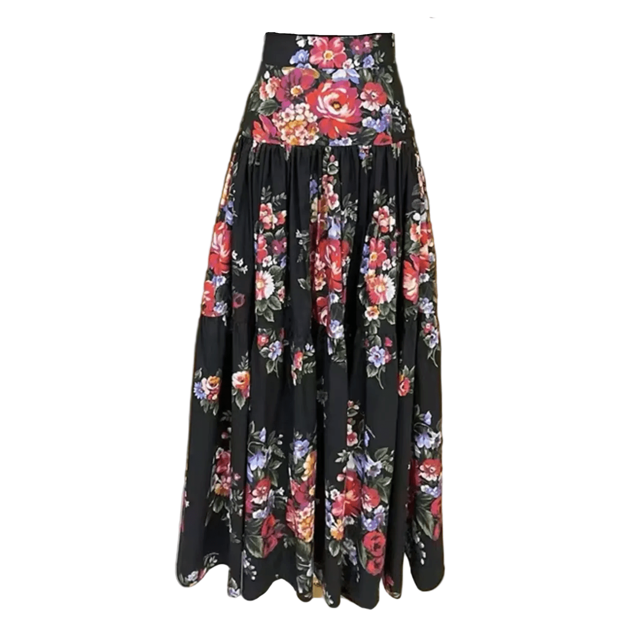Floralia Italiana Black Cotton Maxi Skirt - Dress By Vicky