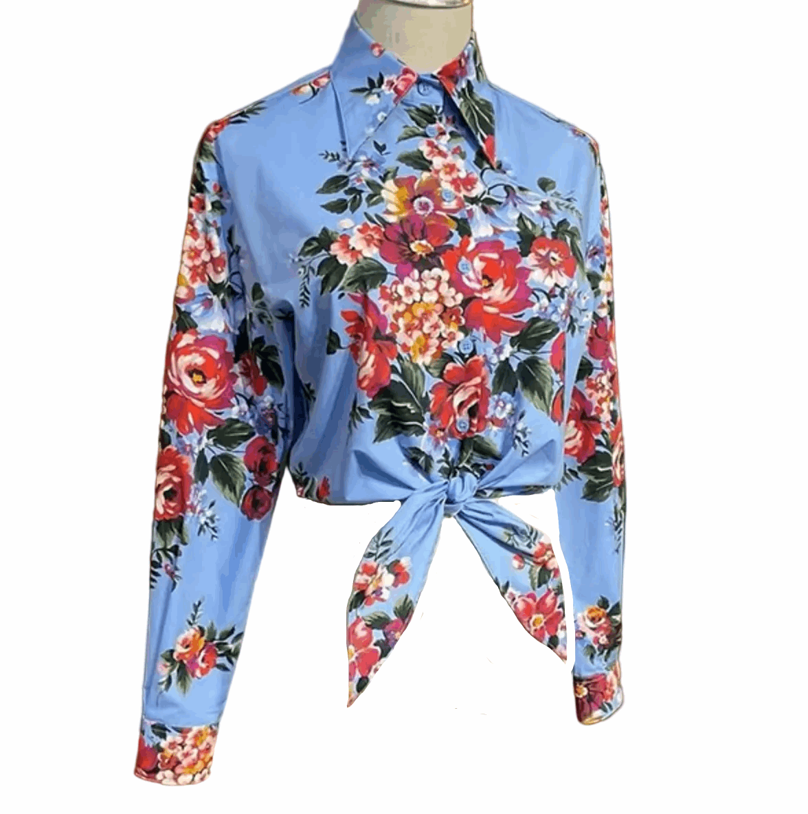 Floralia Italiana — Blue Cotton Blouse - Dress By Vicky