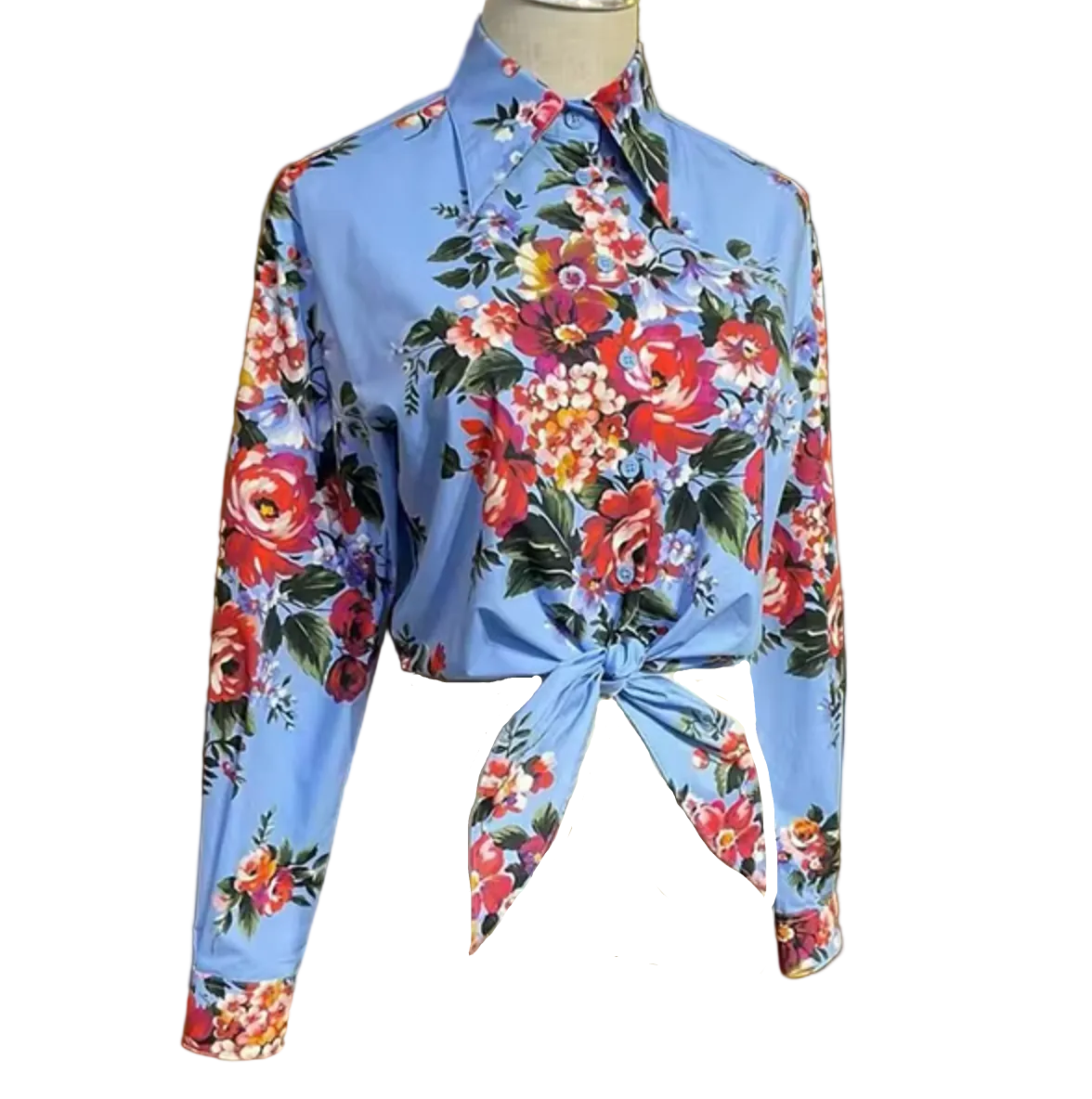 Floralia Italiana — Blue Cotton Blouse - Dress By Vicky