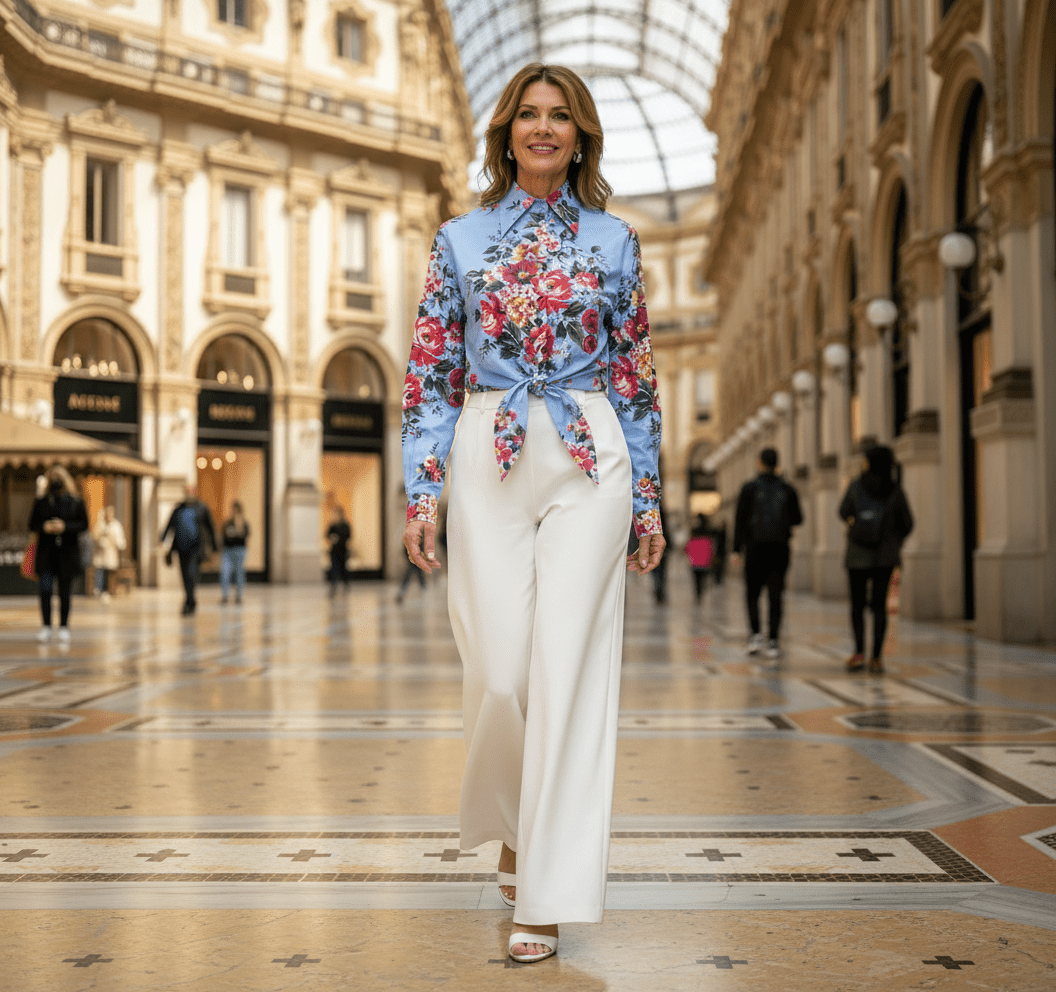 Floralia Italiana — Blue Cotton Blouse - Dress By Vicky
