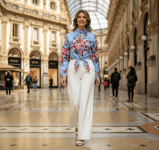 Floralia Italiana — Blue Cotton Blouse - Dress By Vicky