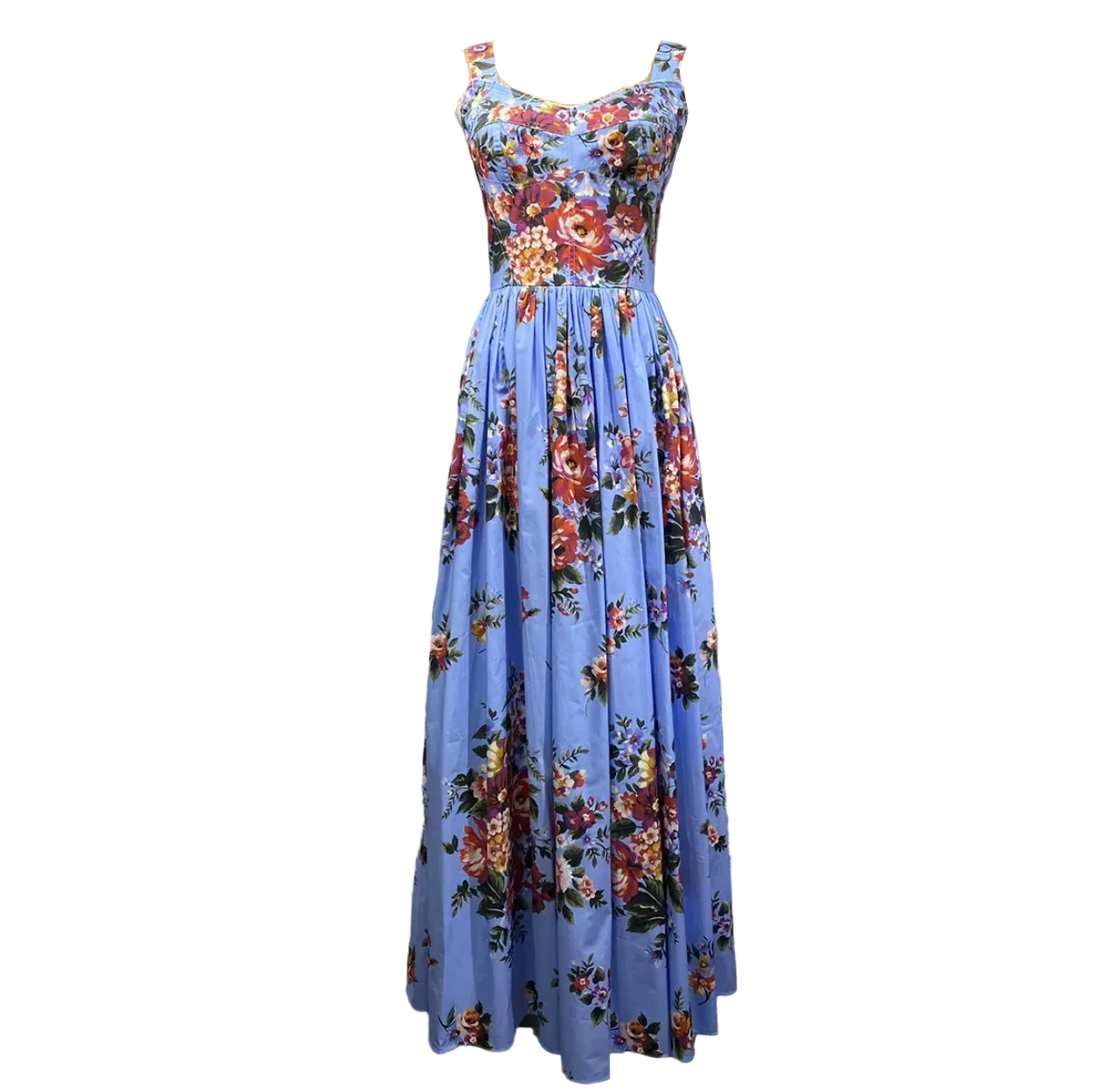 Floralia Italiana Blue Cotton Maxi Dress - Dress By Vicky