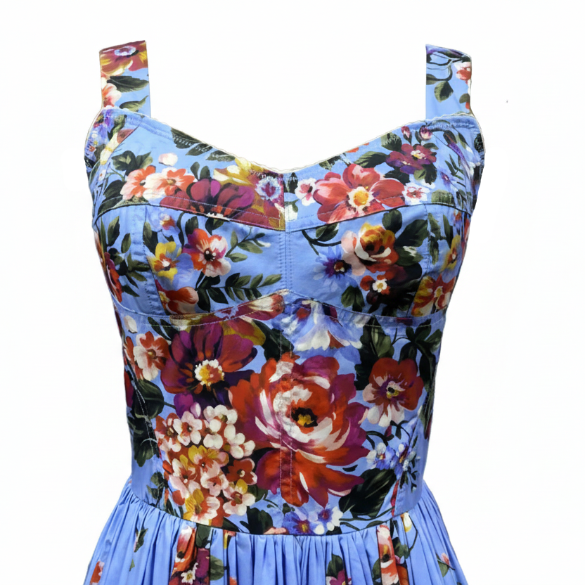 Floralia Italiana Blue Cotton Maxi Dress - Dress By Vicky