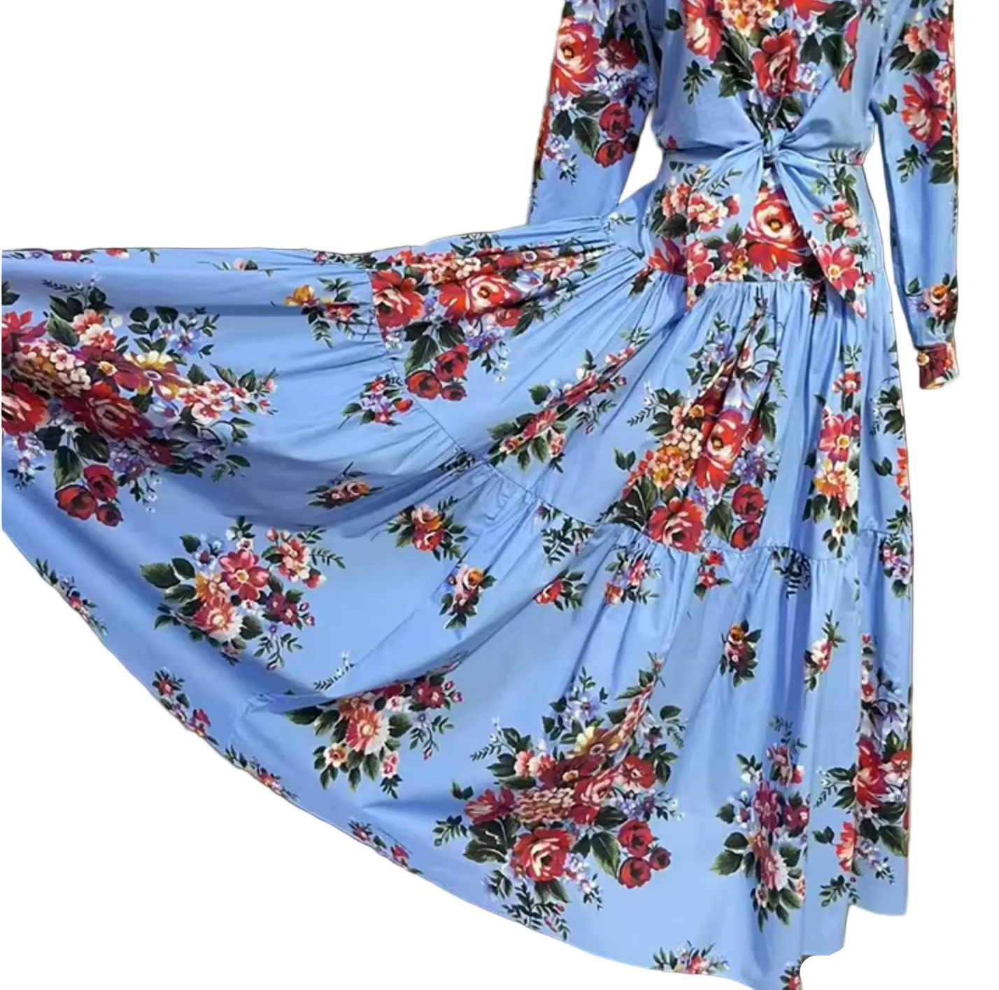 Floralia Italiana Blue Cotton Maxi Skirt - Dress By Vicky