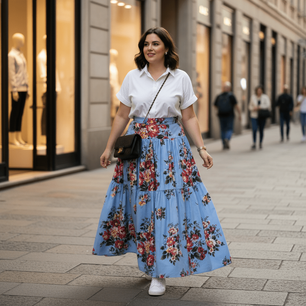 Floralia Italiana Blue Cotton Maxi Skirt - Dress By Vicky