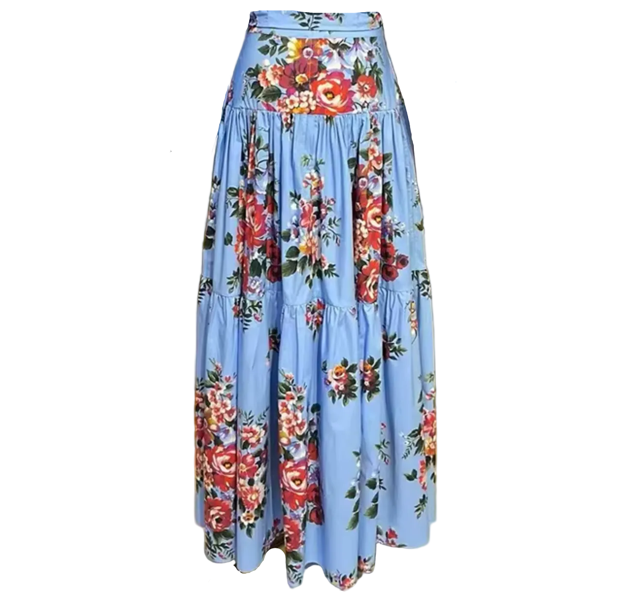 Floralia Italiana Blue Cotton Maxi Skirt - Dress By Vicky