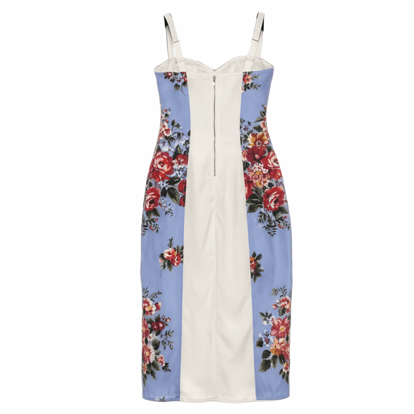 Floralia Italiana Pure Silk Lingerie - Style Blue Midi Dress - Dress By Vicky