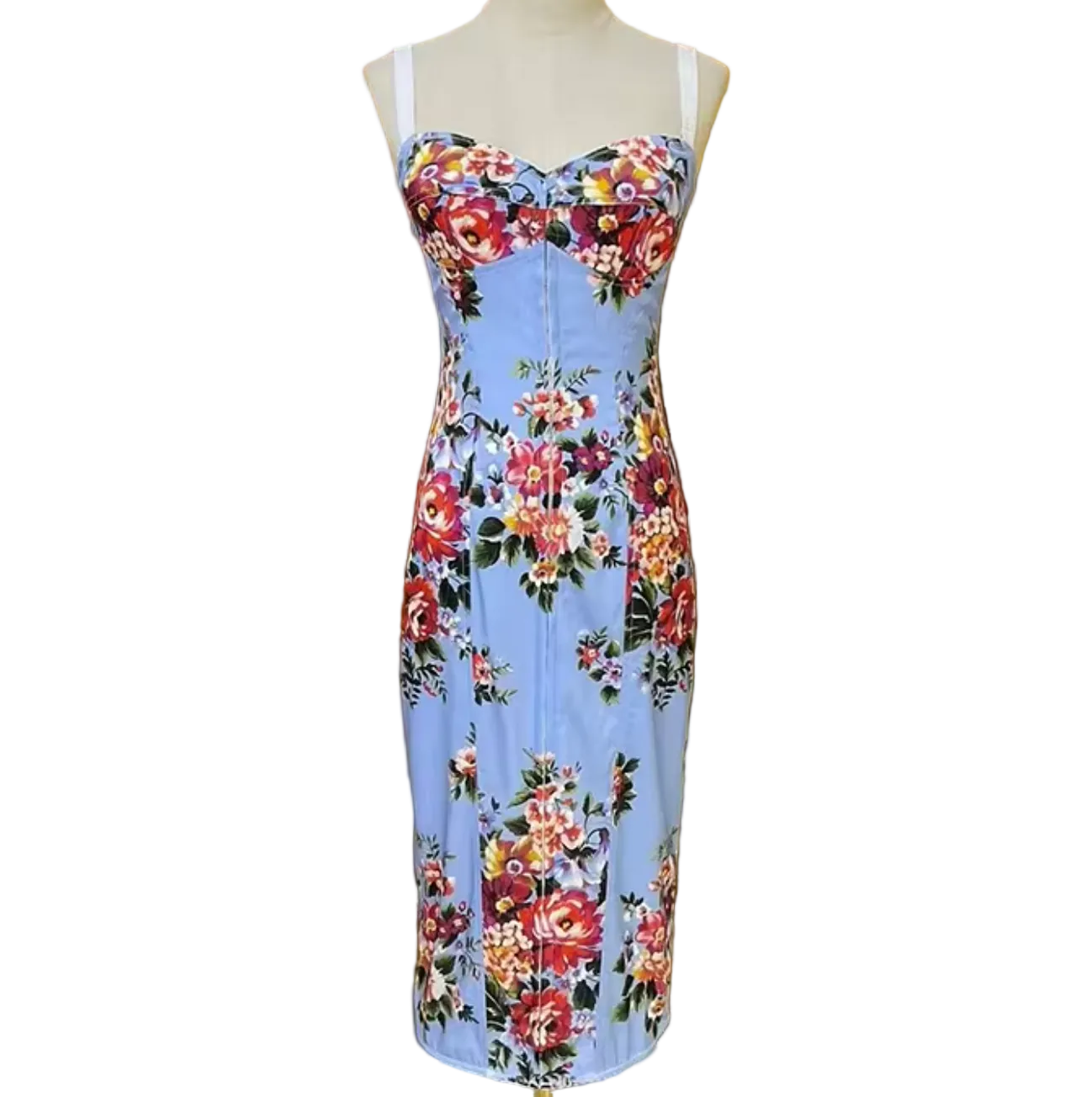 Floralia Italiana Pure Silk Lingerie - Style Blue Midi Dress - Dress By Vicky