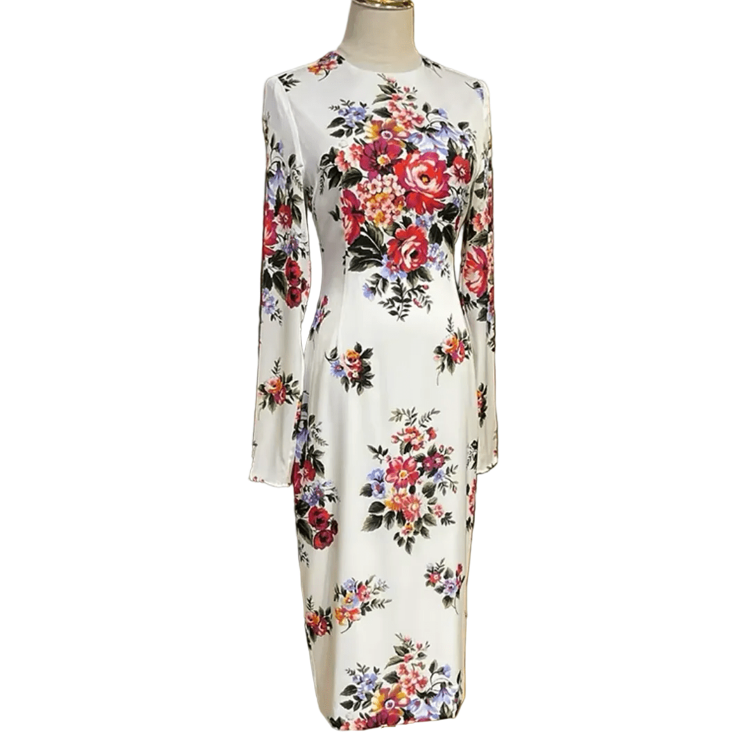 Floralia Italiana Pure Silk Midi Dress - Dress By Vicky