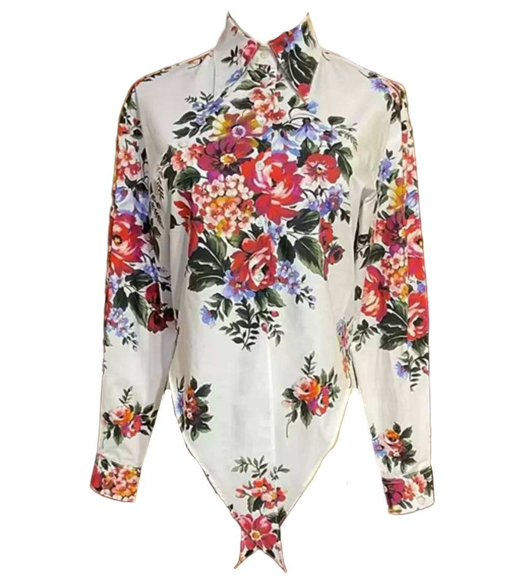 Floralia Italiana White Cotton Blouse - Dress By Vicky