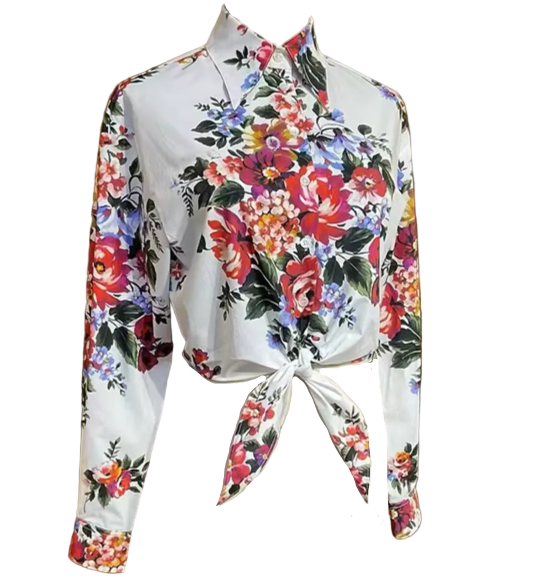 Floralia Italiana White Cotton Blouse - Dress By Vicky