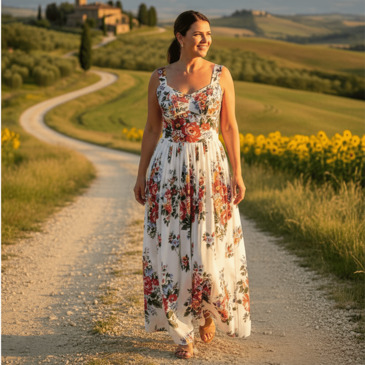 Floralia Italiana White Cotton Maxi Dress - Dress By Vicky