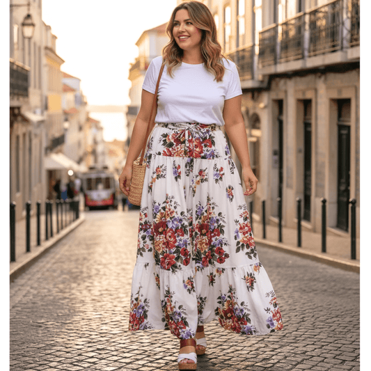 Floralia Italiana White Cotton Maxi Skirt - Dress By Vicky