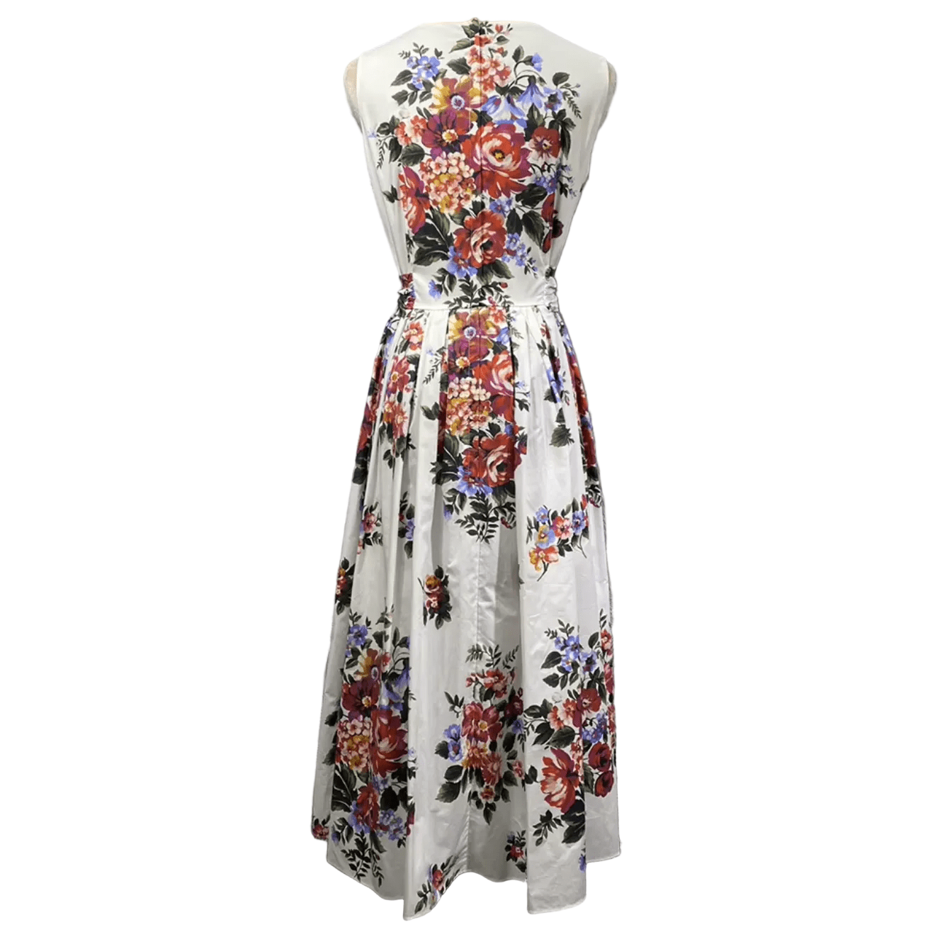 Floralia Italiana White Cotton Midi Dress with Tie Belt - Dress By Vicky
