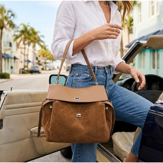 Leather & Suede Shoulder & Crossbody Bag