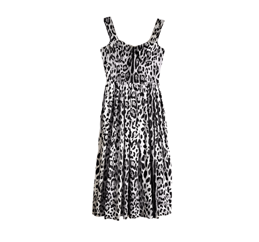 Grey Leopard print push up 100% cotton summer dress - Dress By Vicky