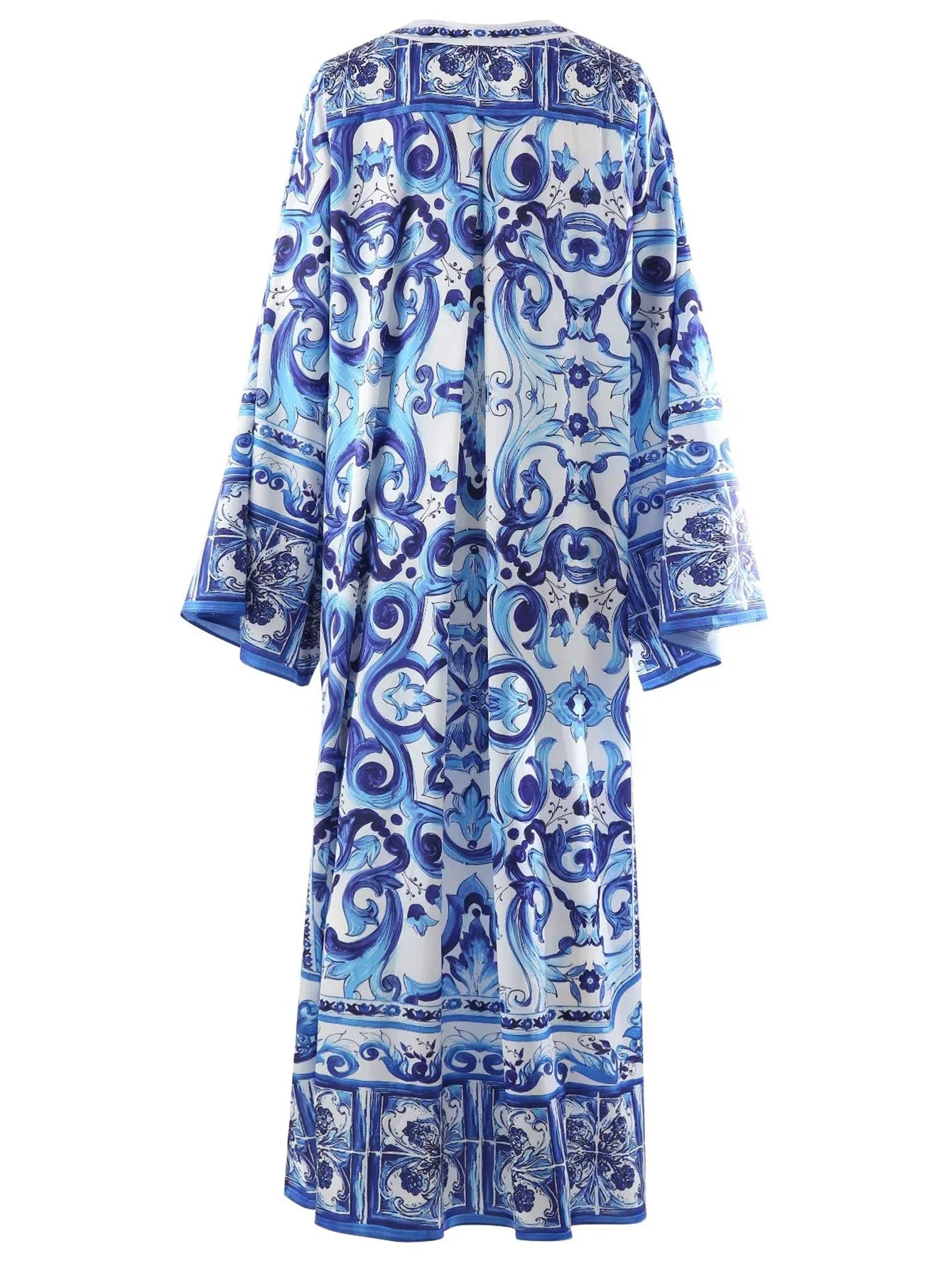 49 Handmade Italian designer Majolica print Kaftan dress, BLUE, PINK or YELLOW