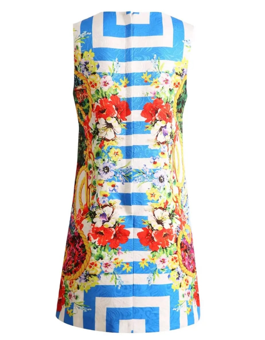 85 Handmade Italian designer Brocade Portofino print sleeveless mini dress