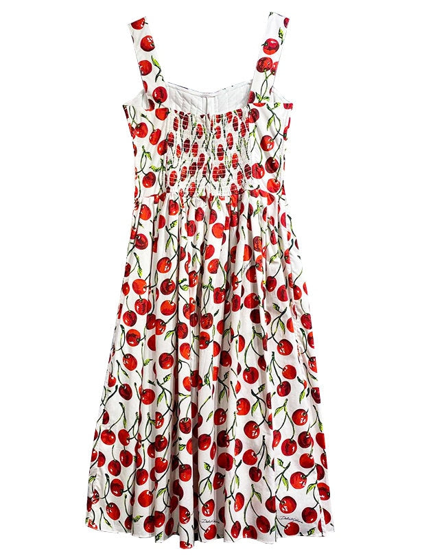 36 Handmade Italian designer CHERRIES push up cotton dress, dolce vita dress, runway dress