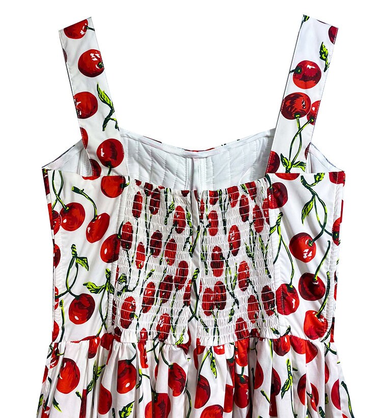 36 Handmade Italian designer CHERRIES push up cotton dress, dolce vita dress, runway dress