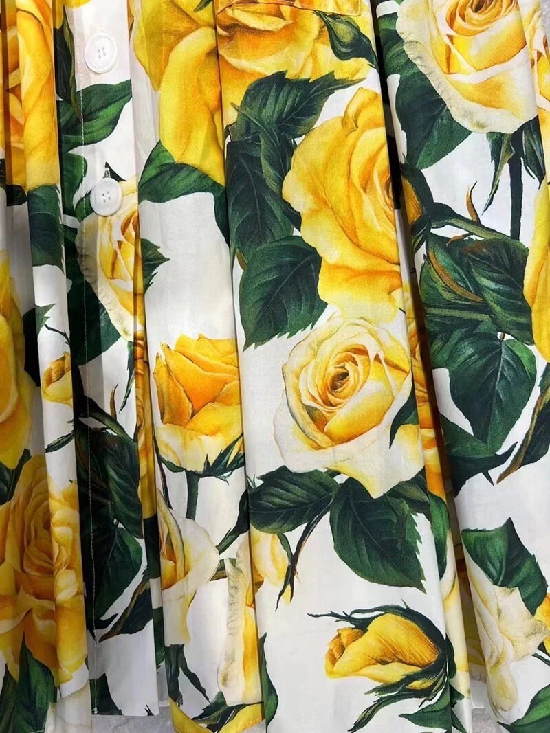 39 SUMMER 2024 Handmade Italian designer Yellow Roses print sleeveless cotton dress, Sicily dress, Tiles Porcelain print dress