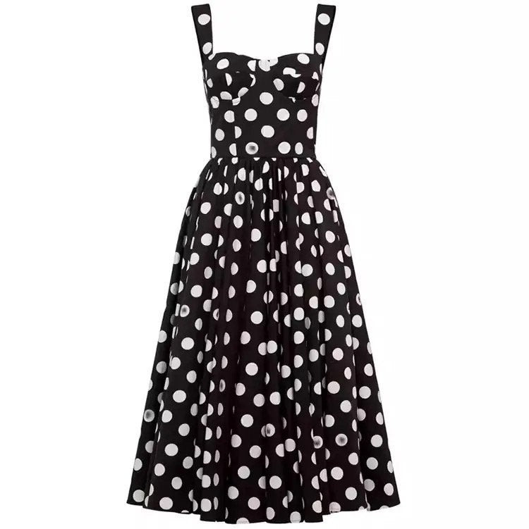 10 Handmade Italian designer Polka Dots print push up cotton dress, dolce vita dress