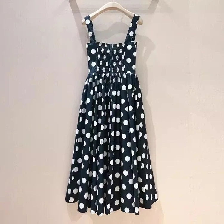 10 Handmade Italian designer Polka Dots print push up cotton dress, dolce vita dress