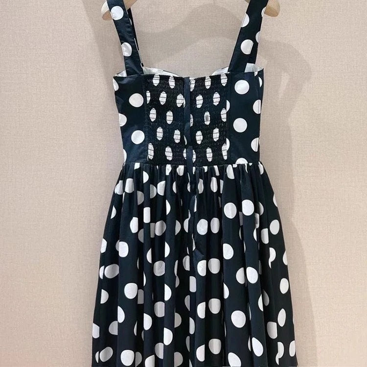 10 Handmade Italian designer Polka Dots print push up cotton dress, dolce vita dress