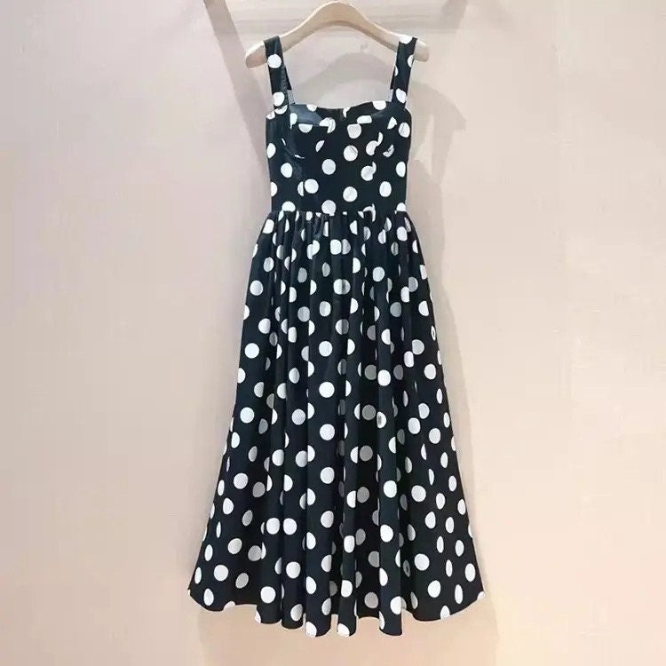 10 Handmade Italian designer Polka Dots print push up cotton dress, dolce vita dress