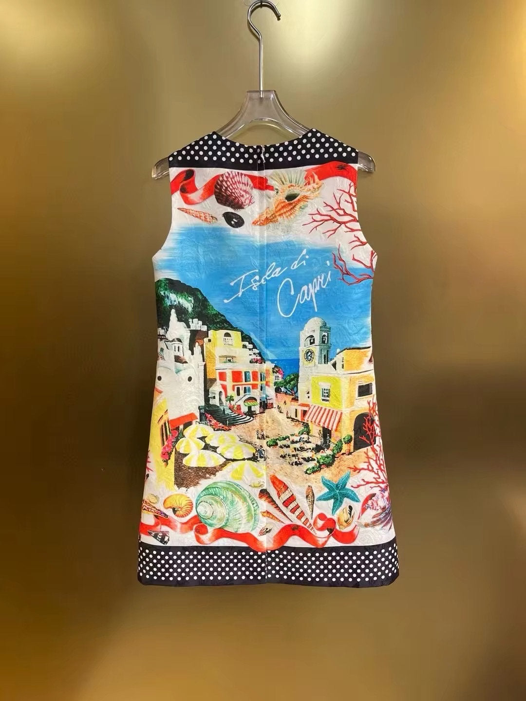 21 Handmade Italian designer Brocade Capri print sleeveless mini dress